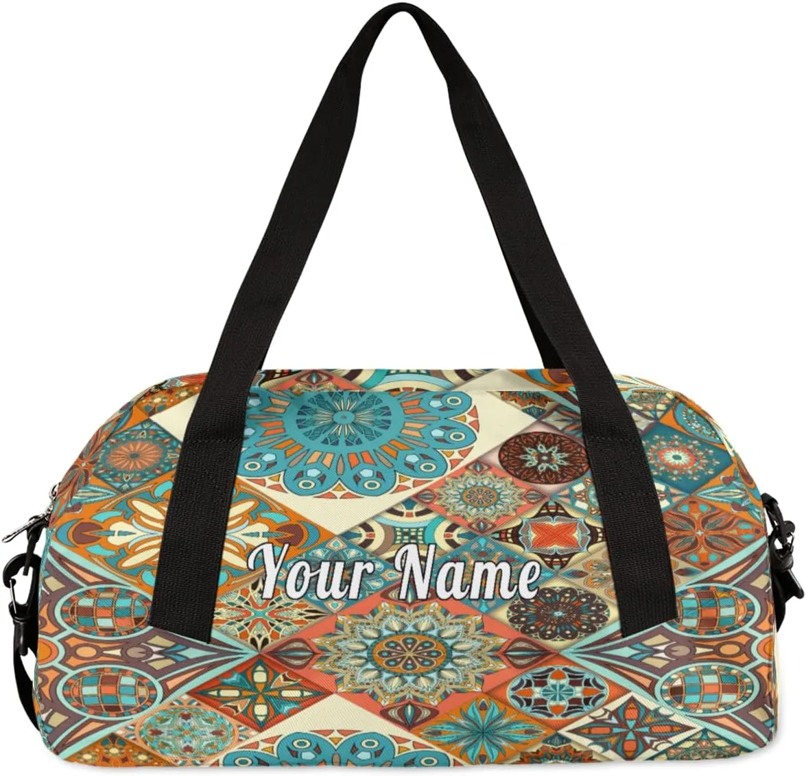 Personalized Kids Duffel Bag Mexican Talavera Tile,Custom Sport Gym Bag for Boys Girls,WWeekender Overnight Bags Travel Duffel Bag,Customized Kids Gift