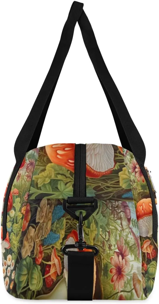 Personalized Kids Duffel Bag Wildflower Mushroom Flower Botanical,Custom Sport Gym Bag for Boys Girls,WWeekender Overnight Bags Travel Duffel Bag,Customized Kids Gift