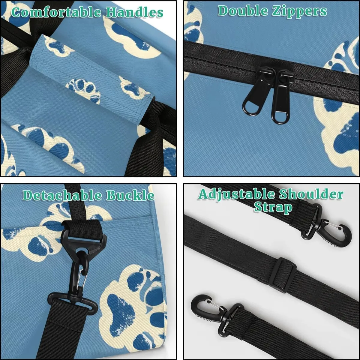 Personalized Kids Sports Duffel Bag with Name Custom Weekender Overnight Bag for Boys Girls Gym Bag Travel Dance Gymnastics Duffel Bag, Paw Print