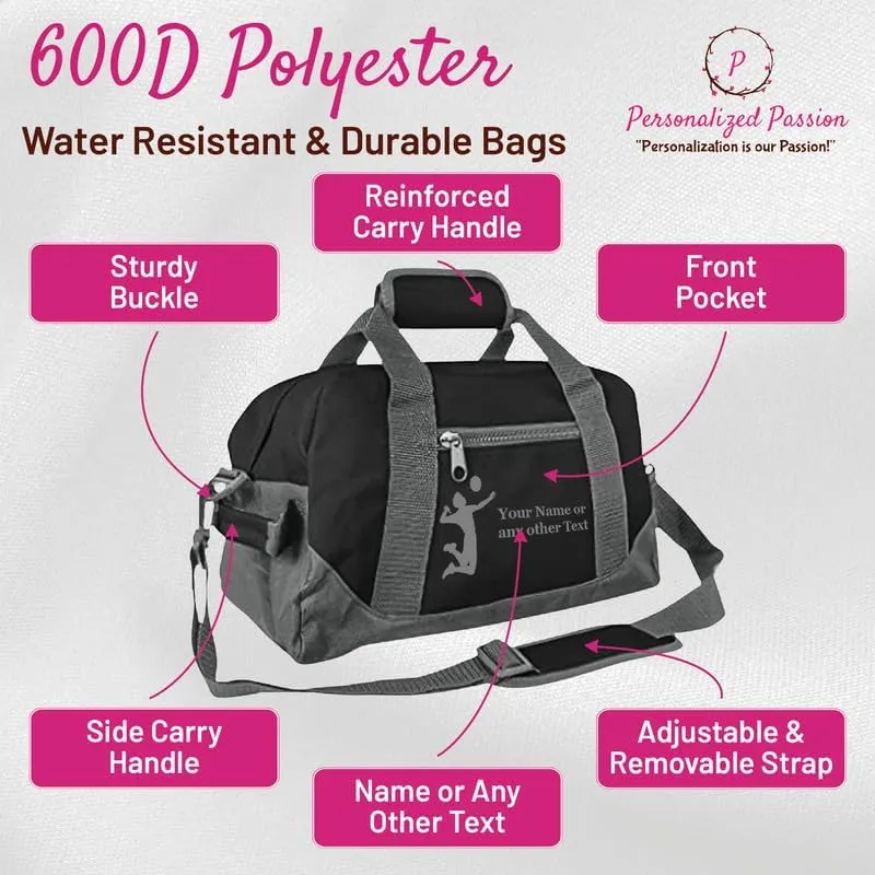 Personalized Passion Small Sports Duffel Bags for Kids - 14” Waterproof Travel Duffle with Embroidered Name & Baseball Design - Gray Two-Toned Kids Weekender Bag for Boys and Girls