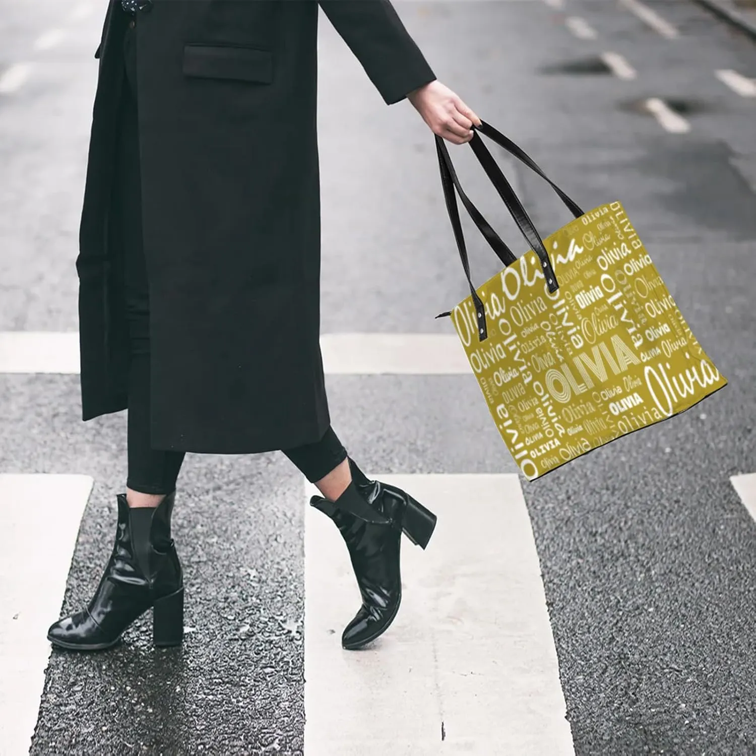Personalized PU Leather Handbags for Women, Fashion Casual Shoulder Tote Bag Shopper Handbag Customized Gifts