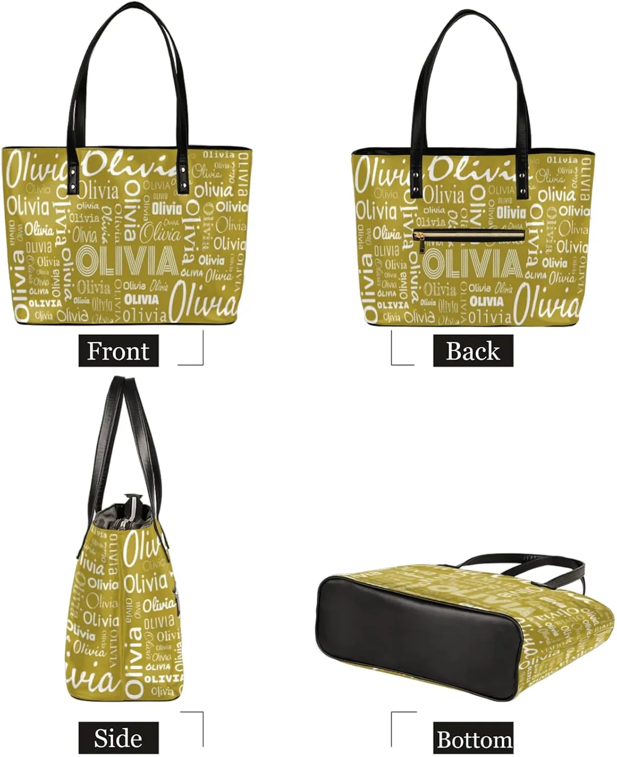 Personalized PU Leather Handbags for Women, Fashion Casual Shoulder Tote Bag Shopper Handbag Customized Gifts