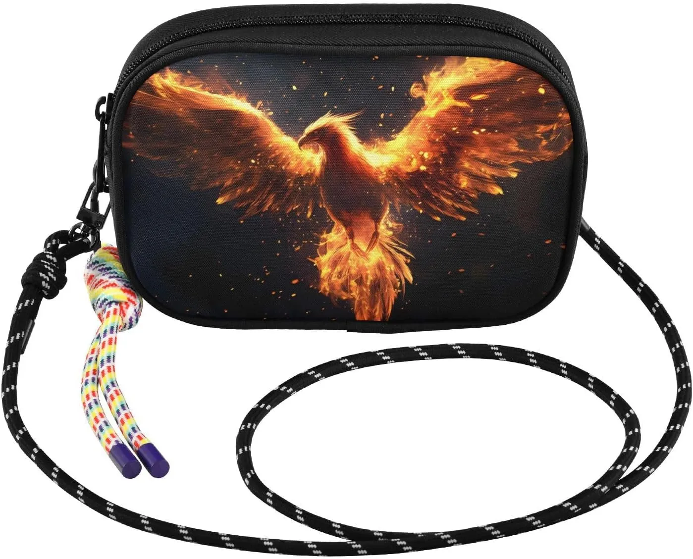 Phoenix Fire Black Crossbody Bag for Women Cell Phone Purses Women's Small Shoulder Handbags Wallet Purse with Strap