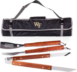 PICNIC TIME NCAA Cal State Fullerton Titans 3-Piece BBQ Tote & Grill Accessories Set, Outdoor Gril Set with Case, BBQ Spatula, BBQ Fork, and BBQ Tongs, (Black with Gray Accents)