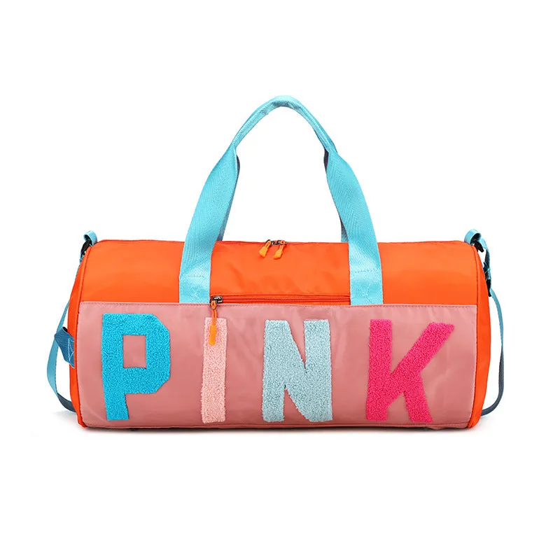 PINK color-blocking shoulder bag (normal product, non-brand)