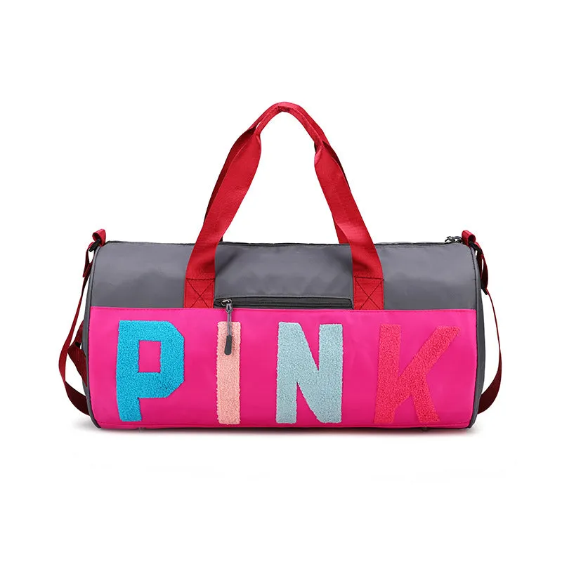 PINK color-blocking shoulder bag (normal product, non-brand)
