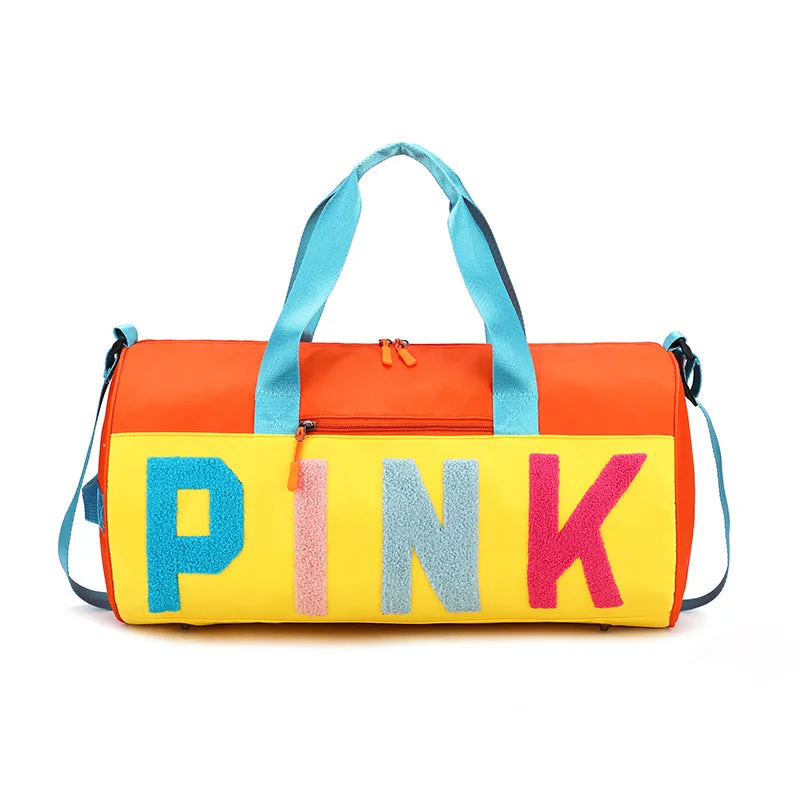 PINK color-blocking shoulder bag (normal product, non-brand)
