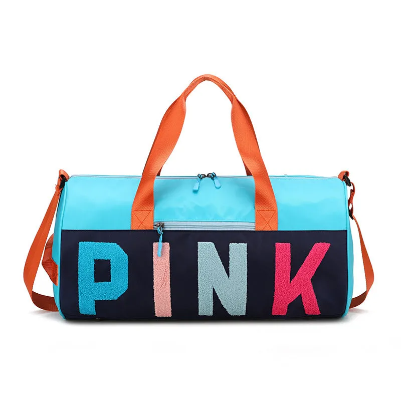PINK color-blocking shoulder bag (normal product, non-brand)
