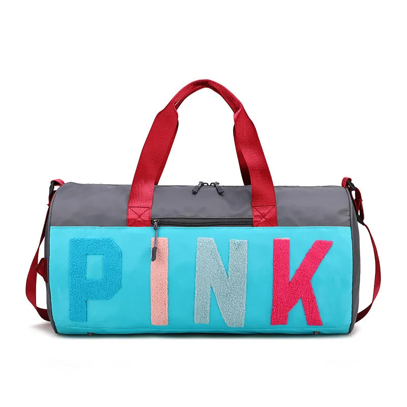 PINK color-blocking shoulder bag (normal product, non-brand)