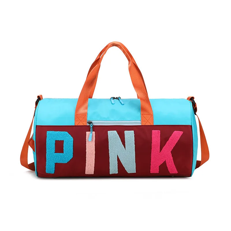 PINK color-blocking shoulder bag (normal product, non-brand)
