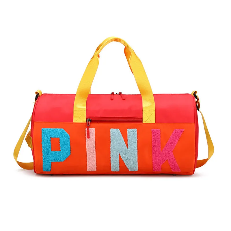 PINK color-blocking shoulder bag (normal product, non-brand)