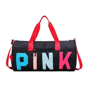 PINK color-blocking shoulder bag (normal product, non-brand)