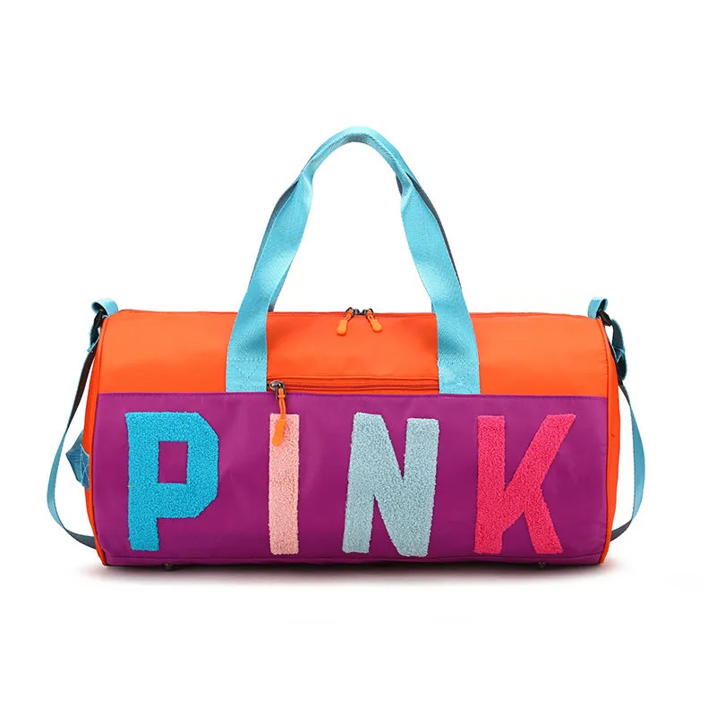 PINK color-blocking shoulder bag (normal product, non-brand)
