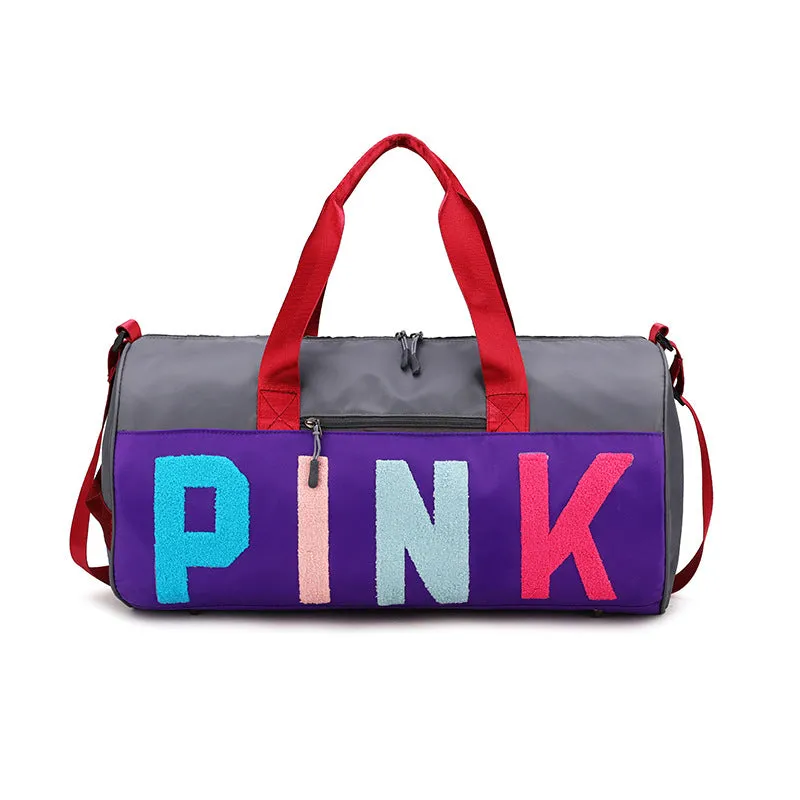 PINK color-blocking shoulder bag (normal product, non-brand)
