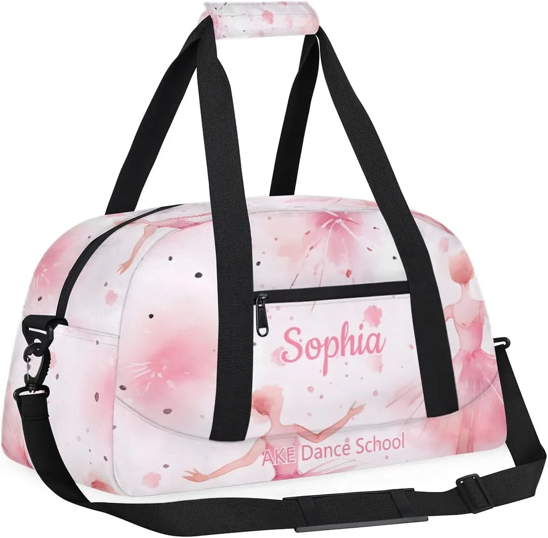 Pink Dance Bag for Girls Personalized Kids Duffel Bags Gym Bag with Name Small Dance Bag for Dancer Dancing Tote Bag for Dancing Team Members Girls Dancer Gifts