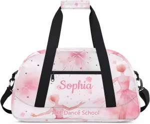 Pink Dance Bag for Girls Personalized Kids Duffel Bags Gym Bag with Name Small Dance Bag for Dancer Dancing Tote Bag for Dancing Team Members Girls Dancer Gifts
