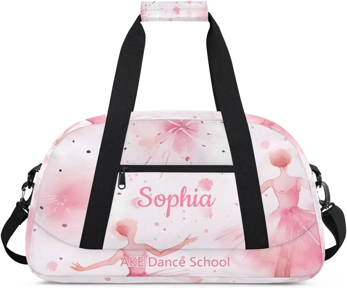 Pink Dance Bag for Girls Personalized Kids Duffel Bags Gym Bag with Name Small Dance Bag for Dancer Dancing Tote Bag for Dancing Team Members Girls Dancer Gifts