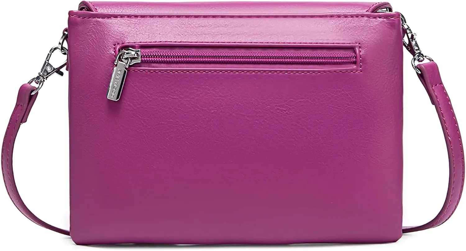 Pixie Mood GIANNA-CBODY-PINK-OS Pebbled Exterior Dual Straps, Vegan Leather Crossbody Handbag Purse