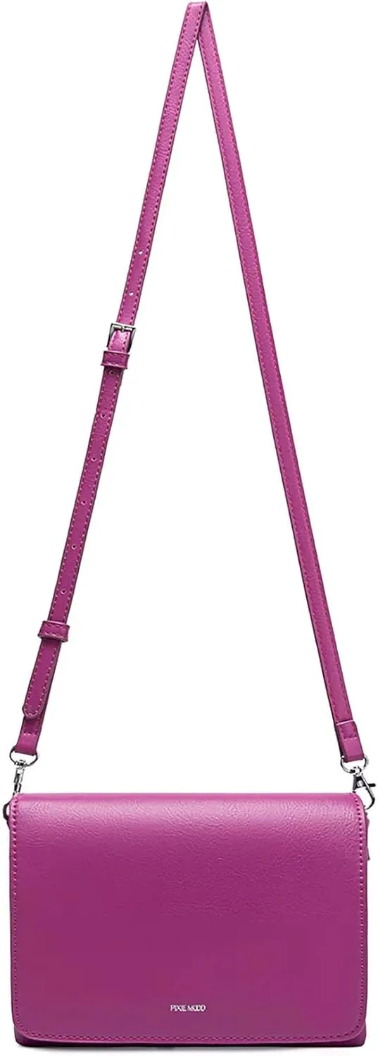 Pixie Mood GIANNA-CBODY-PINK-OS Pebbled Exterior Dual Straps, Vegan Leather Crossbody Handbag Purse