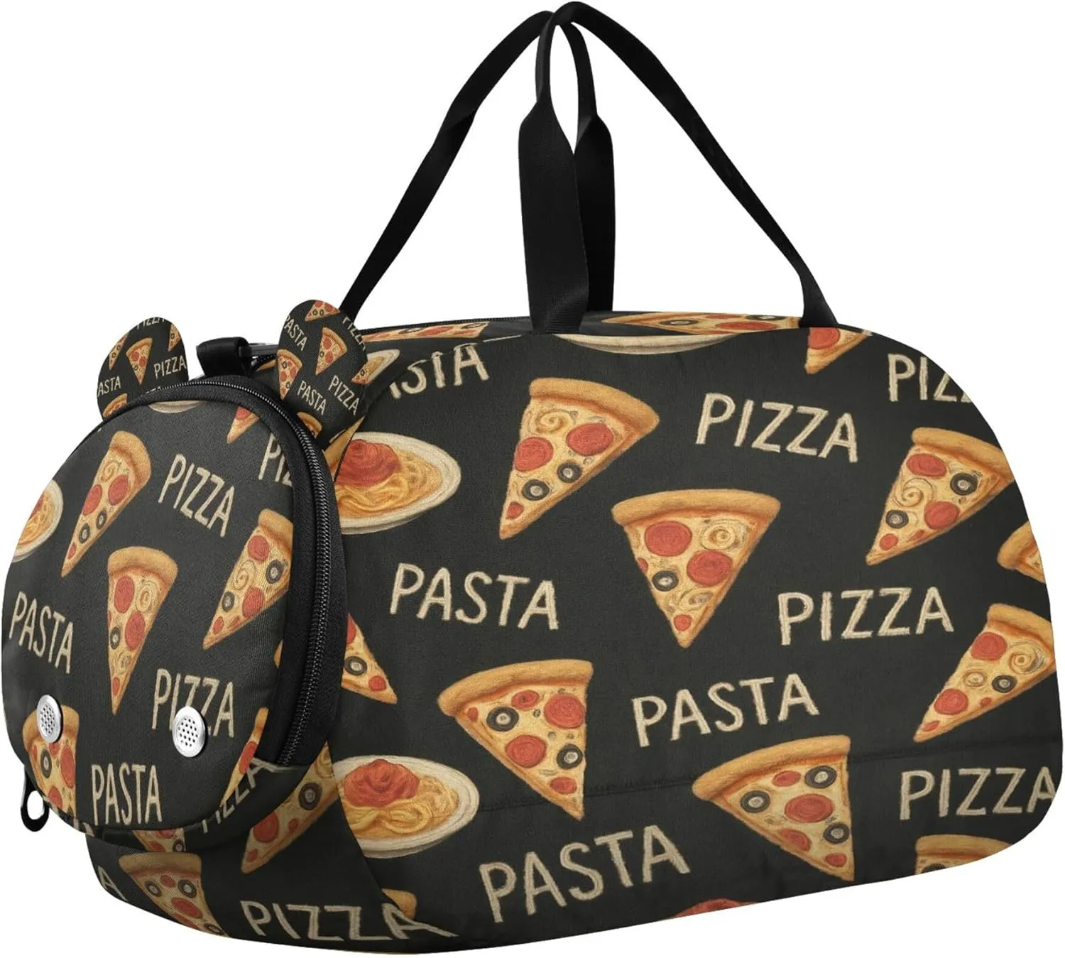 Pizza Kids Overnight Sports Duffel Bags with Shoe Compartment & Wet Pocket Travel Sport Gym Bag for Girls Boys