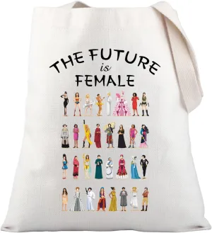 PLITI Feminist Gifts Girl Power Tote Bag Women Empowerment Gift The Future Is Female Canvas Shoulder Bag Feminism Gift