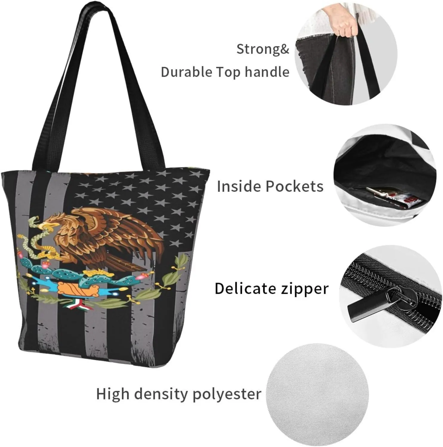 Poland Country Polska Map Women's Tote Bag Shoulder Bag Shopping Handbag Large Capacity Handbag With Zipper