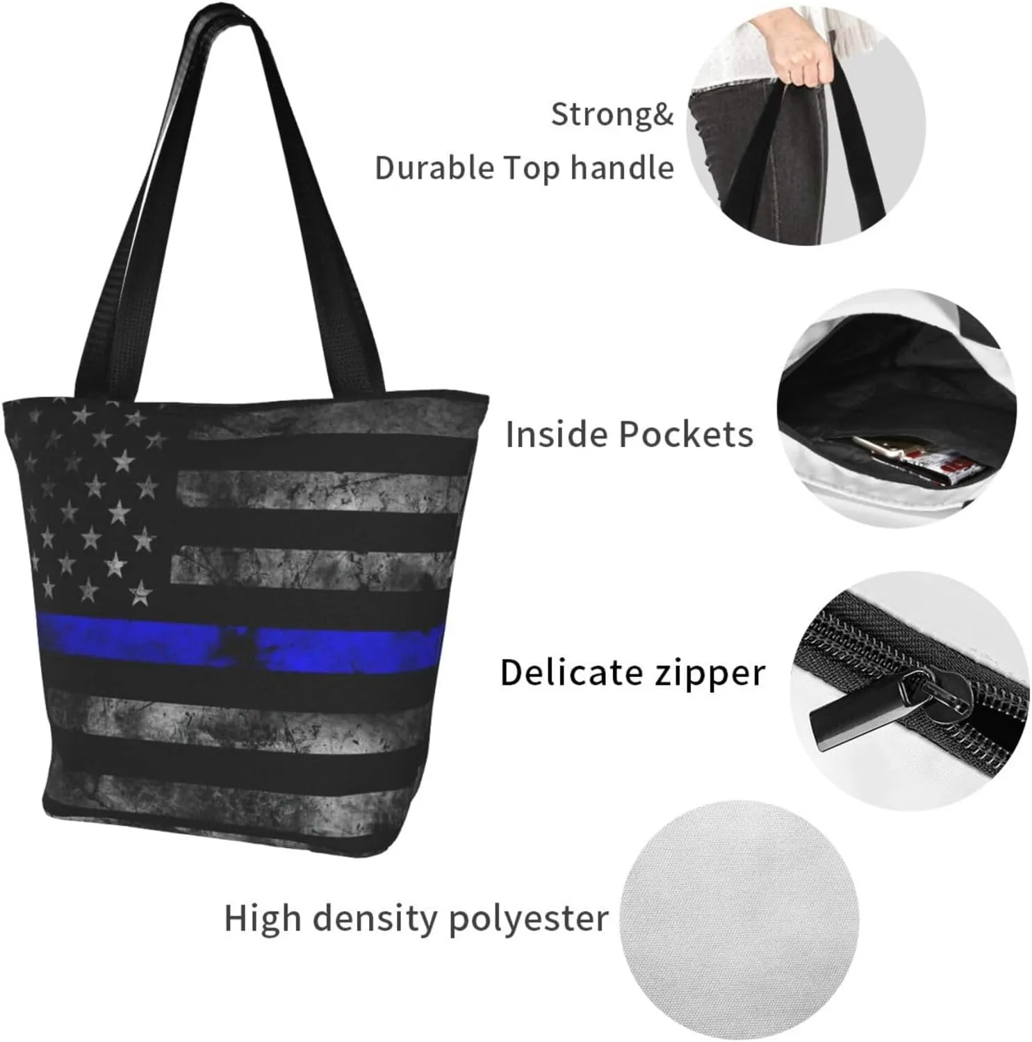 Polish Flag Poland Polska Women's Tote Bag Shoulder Bag Shopping Handbag Large Capacity Handbag With Zipper