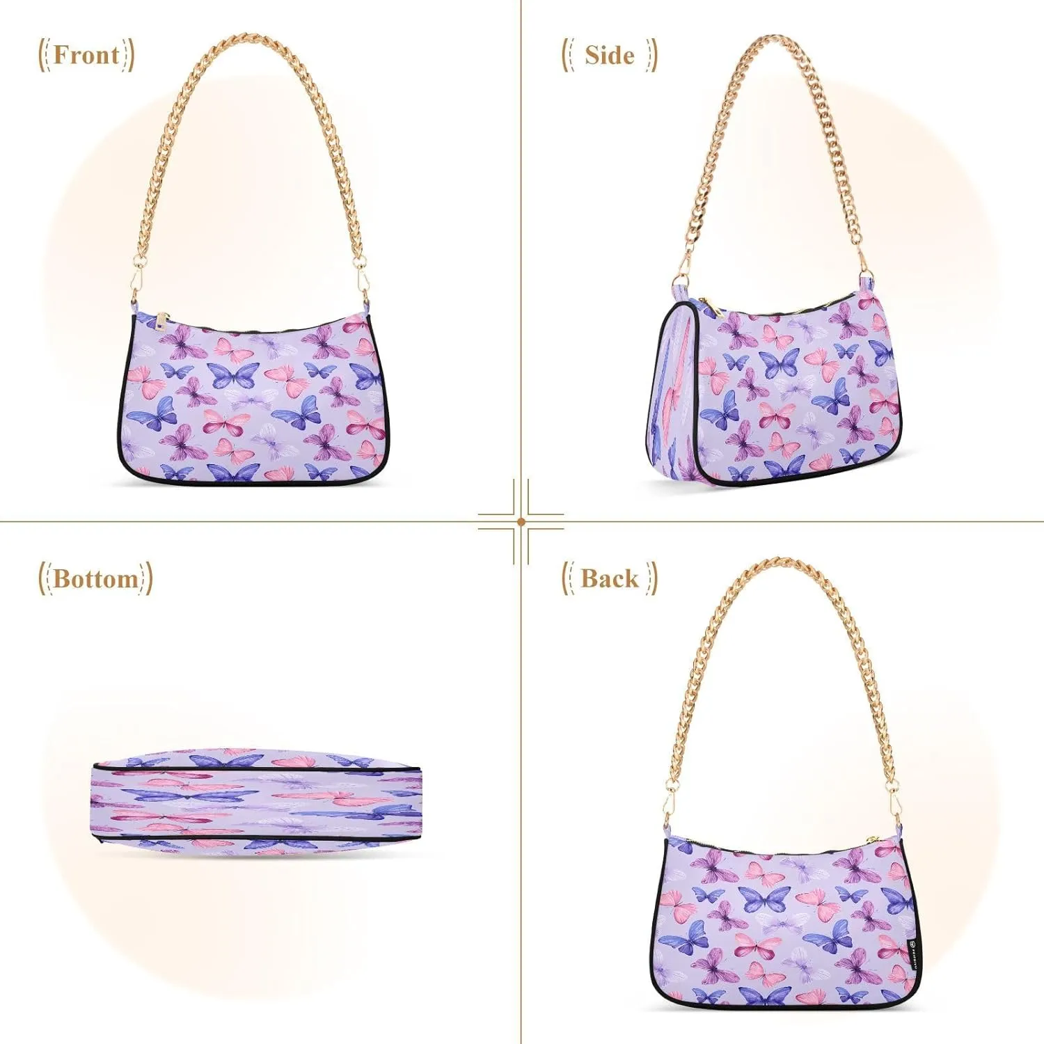 Polyester Shoulder Purses for Women,Fashion Shoulder Bag Purse Womens Crescent Crossbody Bag