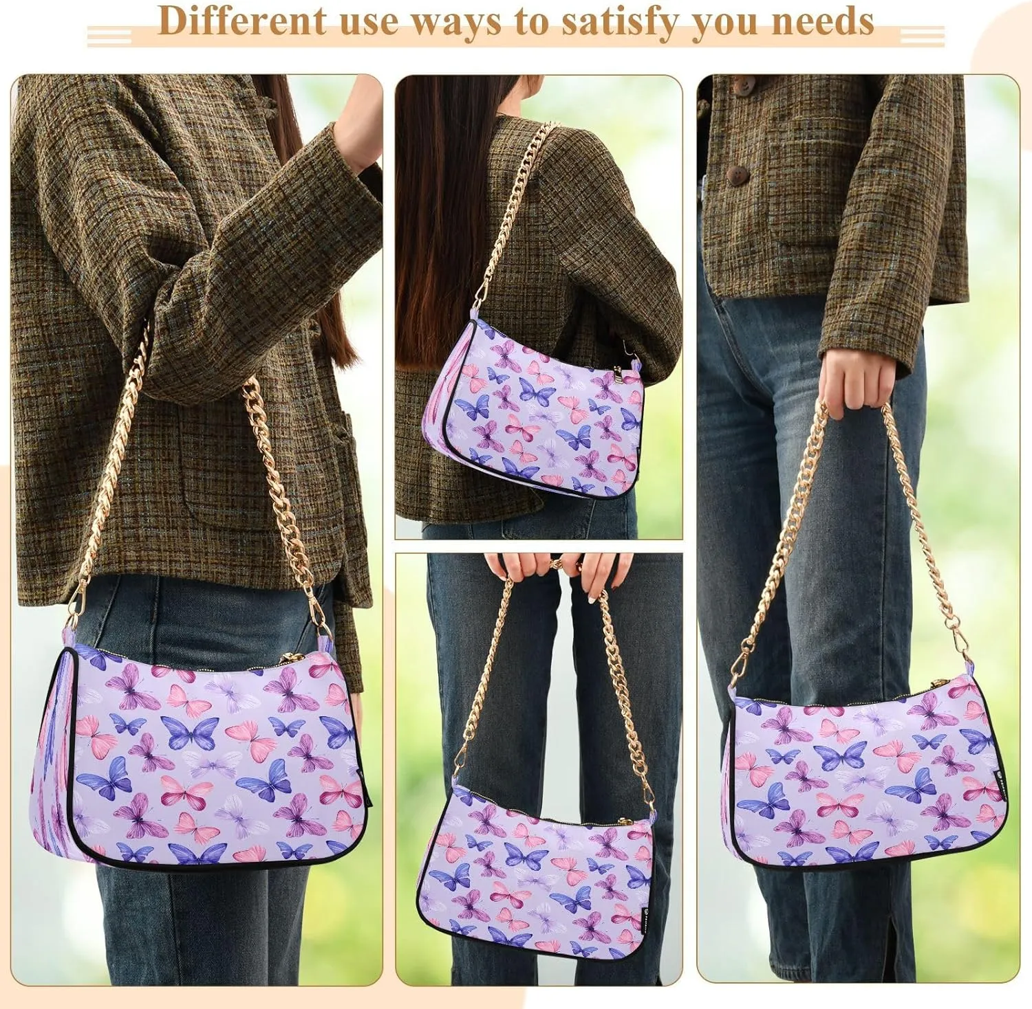 Polyester Shoulder Purses for Women,Fashion Shoulder Bag Purse Womens Crescent Crossbody Bag