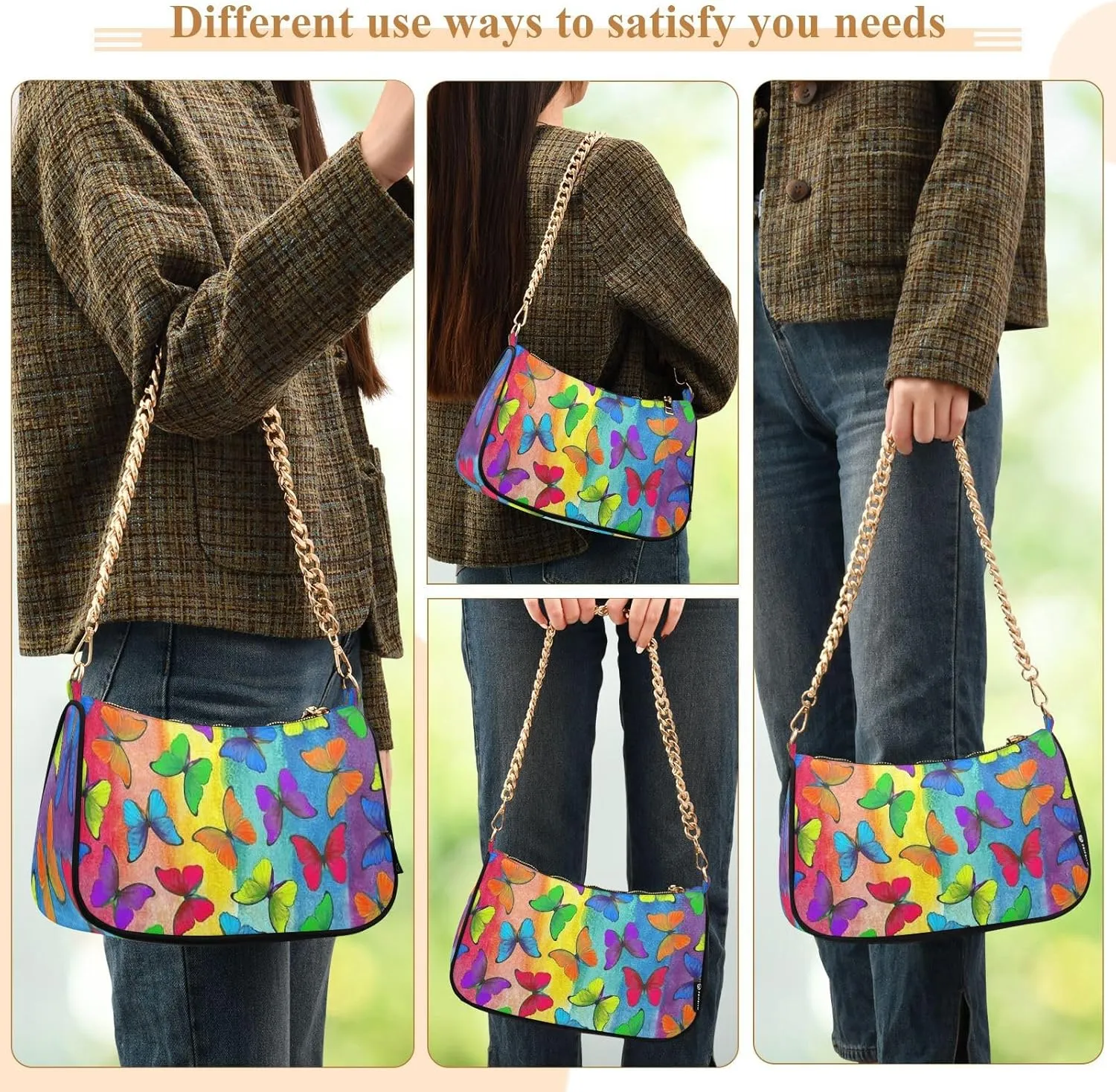 Polyester Shoulder Purses for Women,Fashion Shoulder Bag Purse Womens Crescent Crossbody Bag