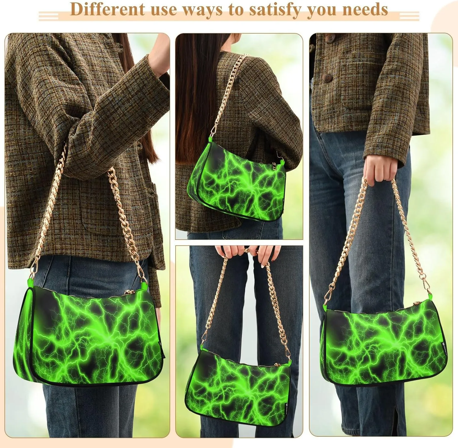 Polyester Shoulder Purses for Women,Fashion Shoulder Bag Purse Womens Crescent Crossbody Bag
