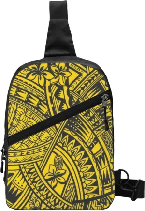 Polynesian Tribal Tongan Samoan Islander Sling Bag Unisex Crossbody Bag Casual Chest Bag Adjustable Sling Backpack Daypack For Travel Hiking Skiing Workout Running Cycling
