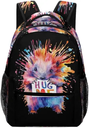 Porcupine Pigs Hug Me Casual Daypack Backpack Laptop Bag Cute Unisex for Travel Business Work