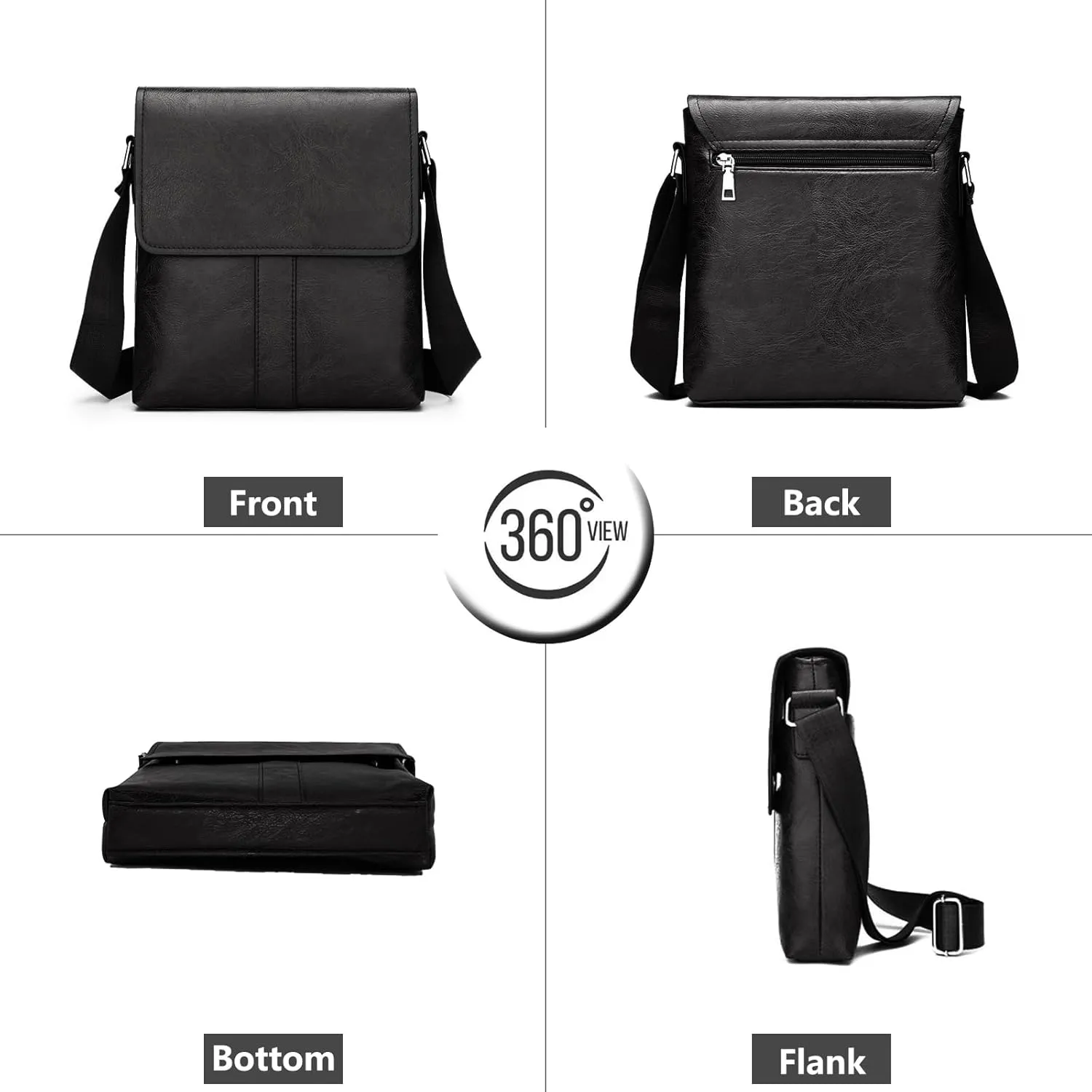 PORT&LOTUS Messenger Bags for Men - Small PU Leather Crossbody Bags