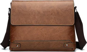 PORT&LOTUS Messenger Bags for Men - Small PU Leather Crossbody Bags