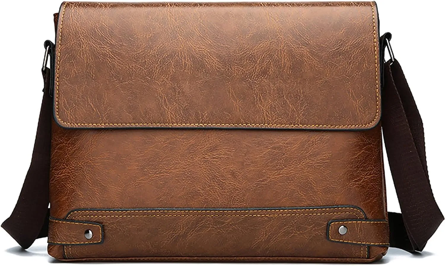 PORT&LOTUS Messenger Bags for Men - Small PU Leather Crossbody Bags
