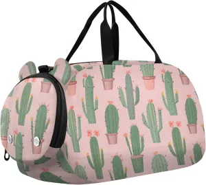 Potted Cactus Pink Girls Duffle Bags for Travel Overnight Weekender Boys Carry on Duffel Bag Toddler Dance Bag with Shoe Compartment