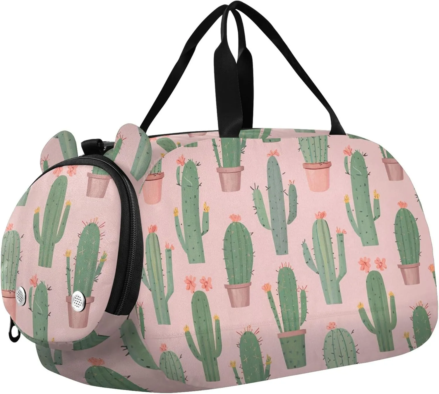 Potted Cactus Pink Girls Duffle Bags for Travel Overnight Weekender Boys Carry on Duffel Bag Toddler Dance Bag with Shoe Compartment