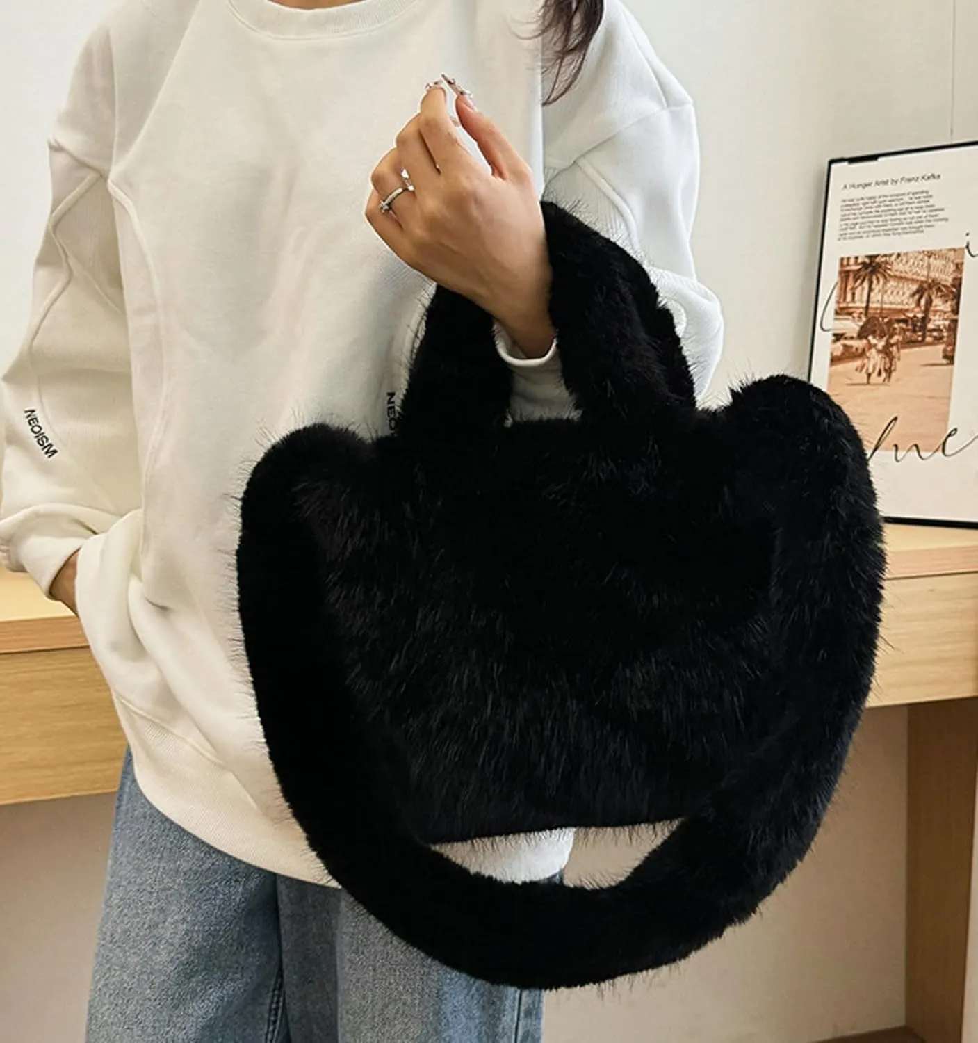 Premium Plush Teddy Tote Bag Women 2024 Fall Winter Large Capacity Lamb Wool Shoulder Handbag Cozy Fuzzy Tote Bag
