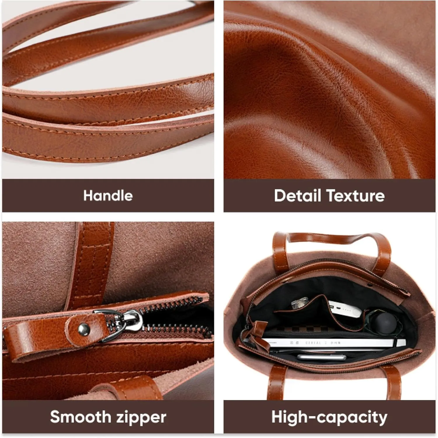 Premium Vintage Waxed Cowhide Vertical Shoulder Tote Bag - Spacious Genuine Leather High-end Handbag