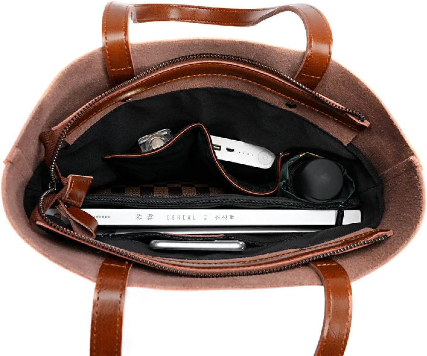 Premium Vintage Waxed Cowhide Vertical Shoulder Tote Bag - Spacious Genuine Leather High-end Handbag