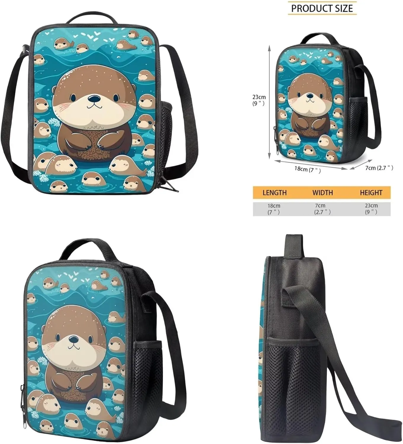 Preschool Backpack and Lunch Box Set Cute Otter School Bags Lightweight Elementary Bookbag for Students Gift for Birthdays, Thanksgiving Day, Christmas, New Year, Back to School
