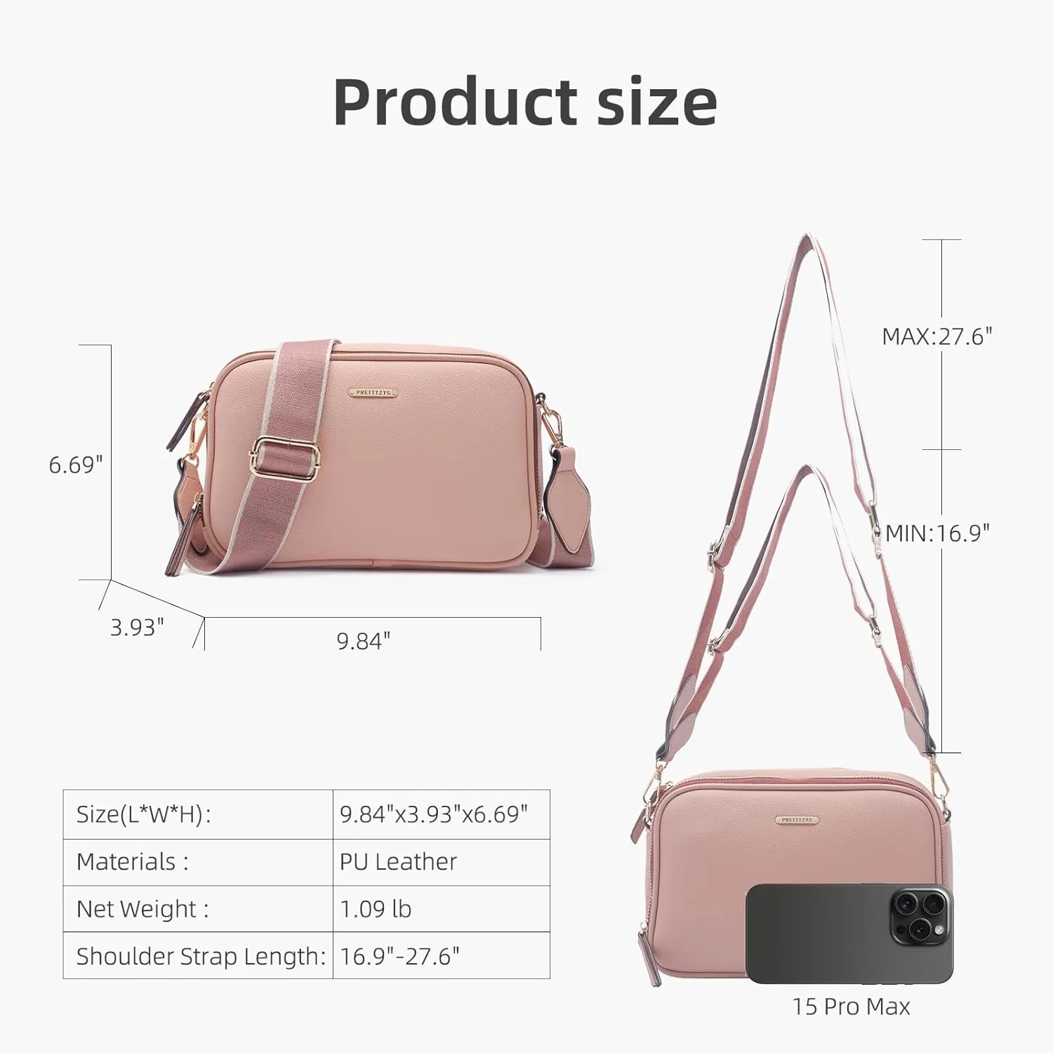 Prettyzys Crossbody Bags for Women, Medium Size Shoulder Handbags, Satchel Purse with Multi Zipper Pocket
