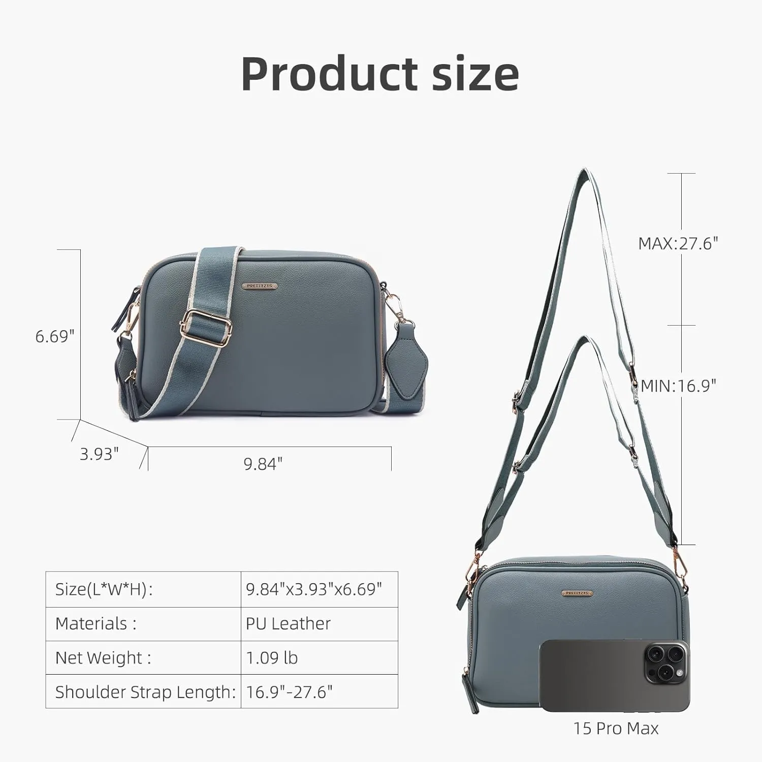 Prettyzys Crossbody Bags for Women, Medium Size Shoulder Handbags, Satchel Purse with Multi Zipper Pocket
