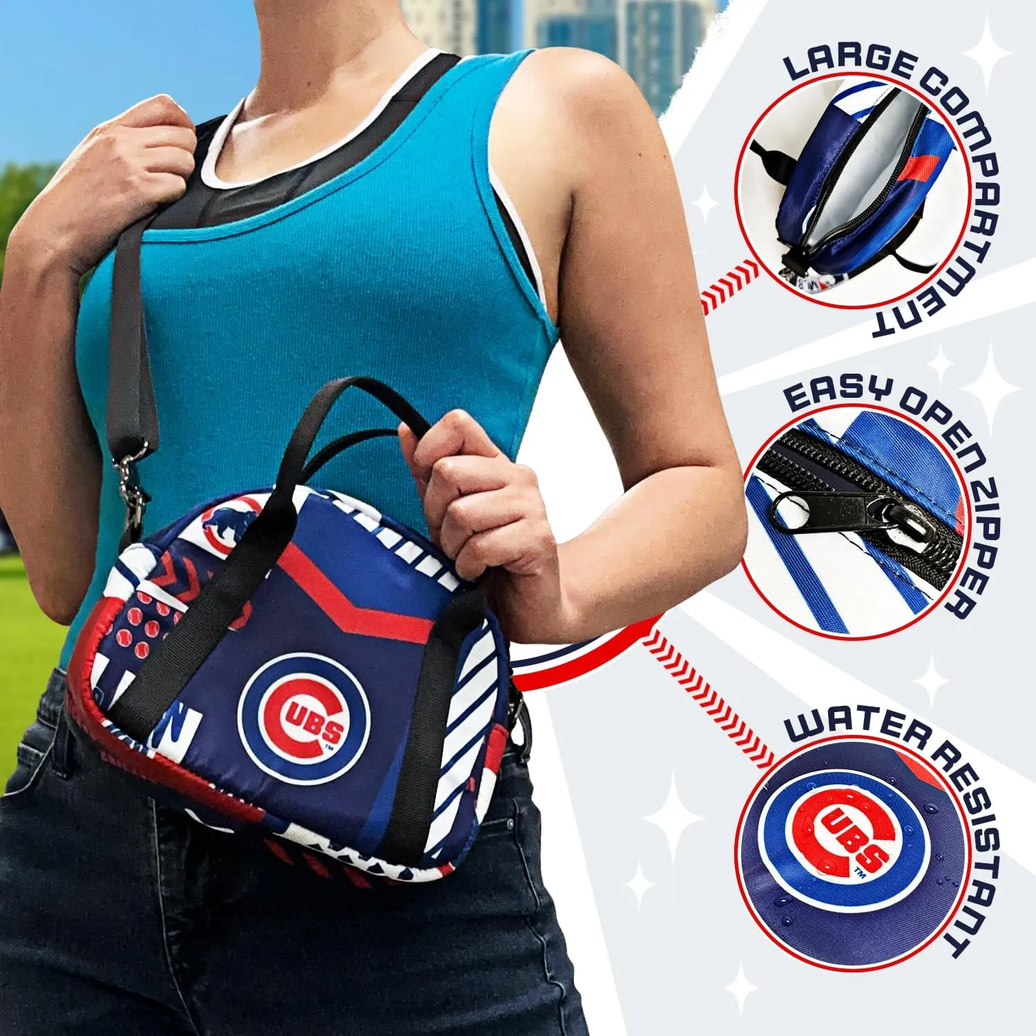 Pro Specialties Group Chicago Cubs Sling Purse, Licensed Gift Merch for Cubs Fans TM1851 (Street Series Adult Bags) Crossbody Bag: Water resistant Sling Bag Chicago Merchandise for Women