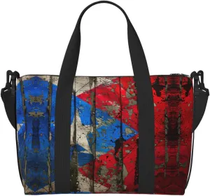 Puerto Rico Wallpaper Flag Women Travel Duffel Bag, Large Weekender Carry-On Tote, Gym Workout Bag,Mommy Hospital Bag