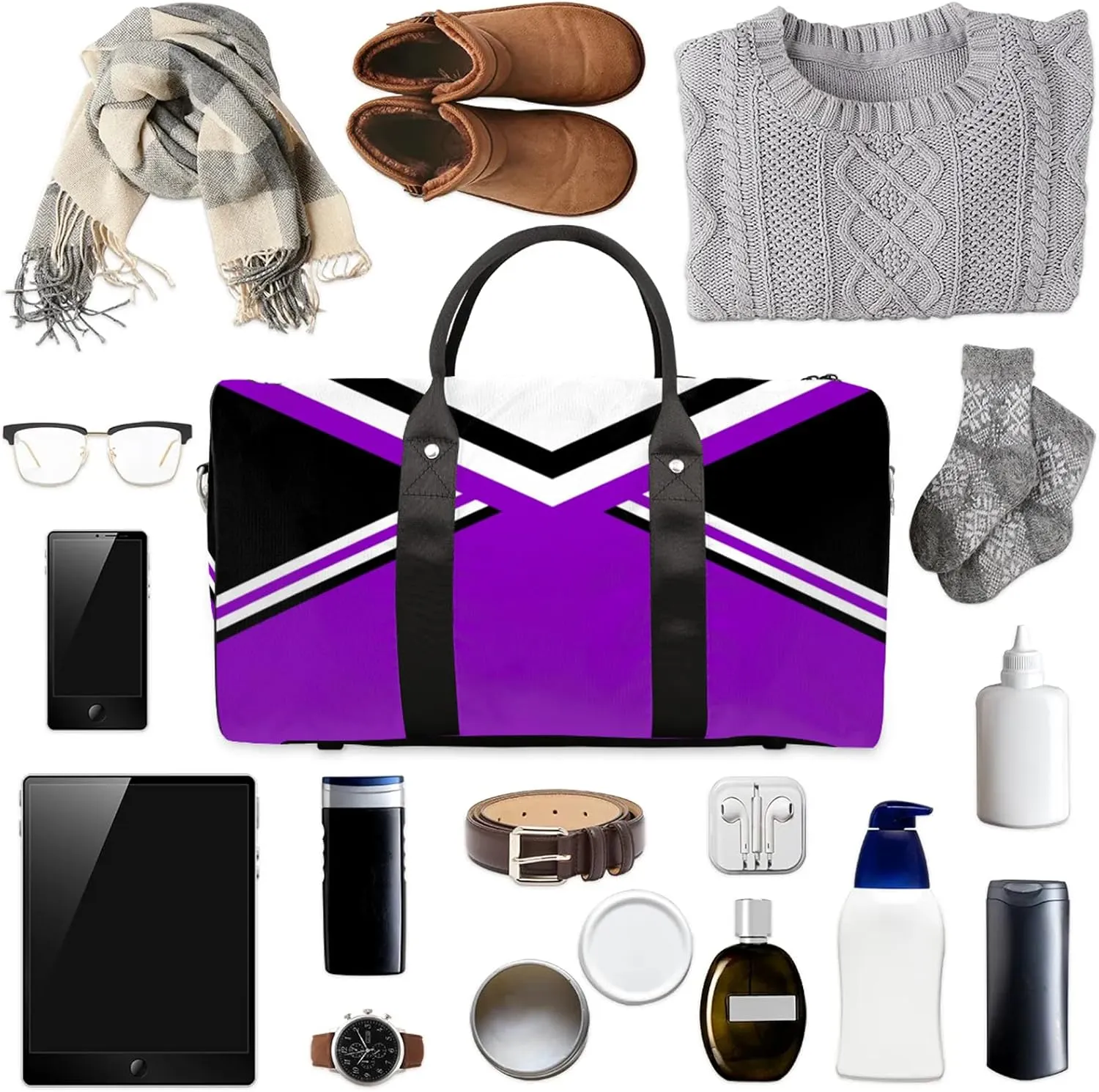 Purple Cheer Travel Duffle Bag for Women Men, Carry On Overnight Bag, Weekend Travel Duffel Tote Bags for Trips Sport Hospital