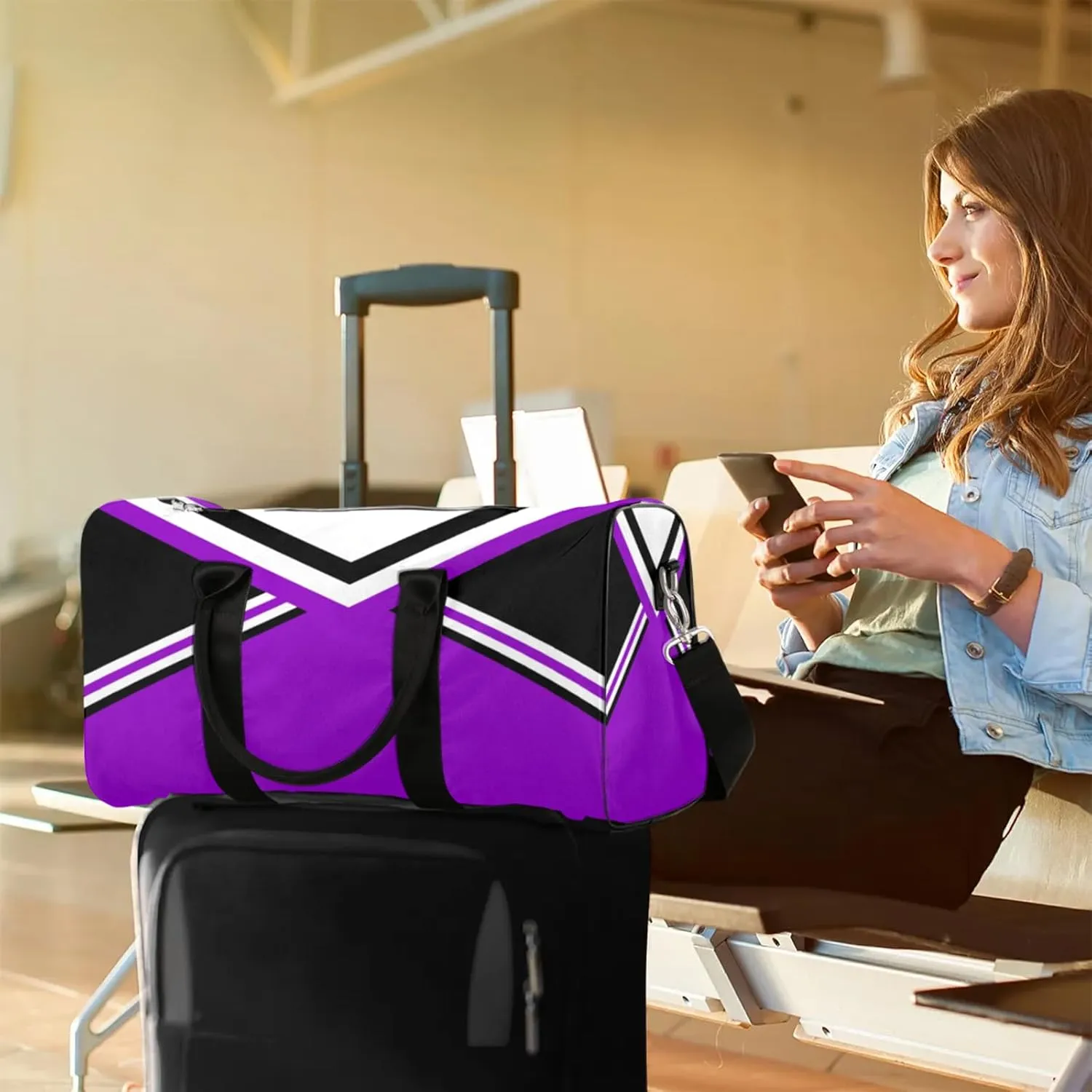 Purple Cheer Travel Duffle Bag for Women Men, Carry On Overnight Bag, Weekend Travel Duffel Tote Bags for Trips Sport Hospital
