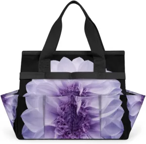 Purple Dahlia Garden Tool Bag Waterproof Gardening Tool Storage Bag with Handle & 10 Pockets Gardening Tote Bag for Women Garden Tool Organizer