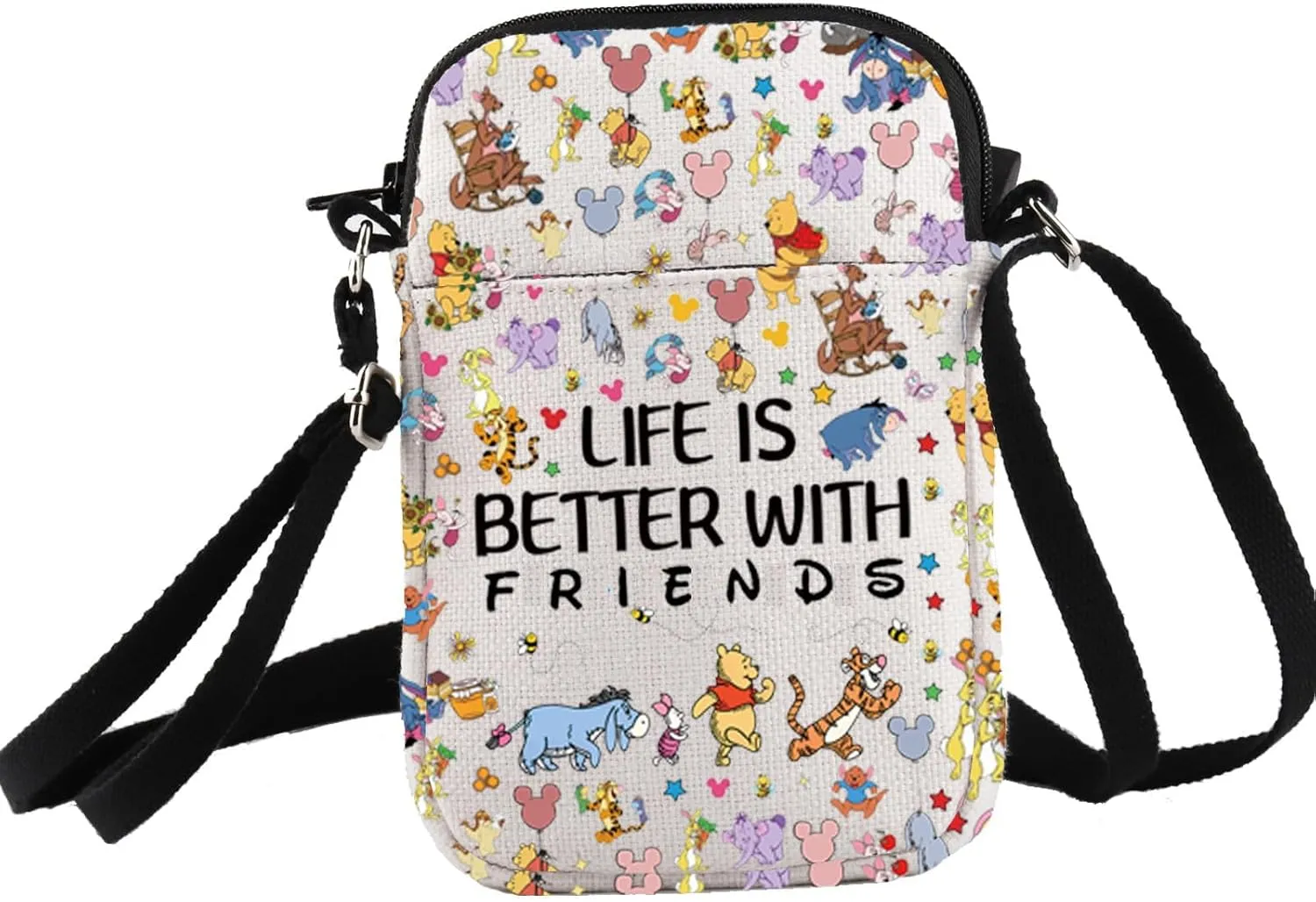 PXTIDY Cartoon Crossbody Bag Life Is Better With Friends Friendship Gift Bear Lover Gift Magical Kingdom Gift